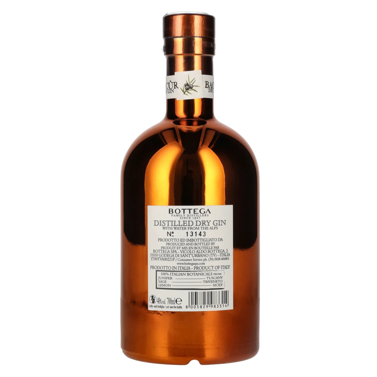 Bottega BACÛR Distilled Dry Gin 40% vol. 0.7l