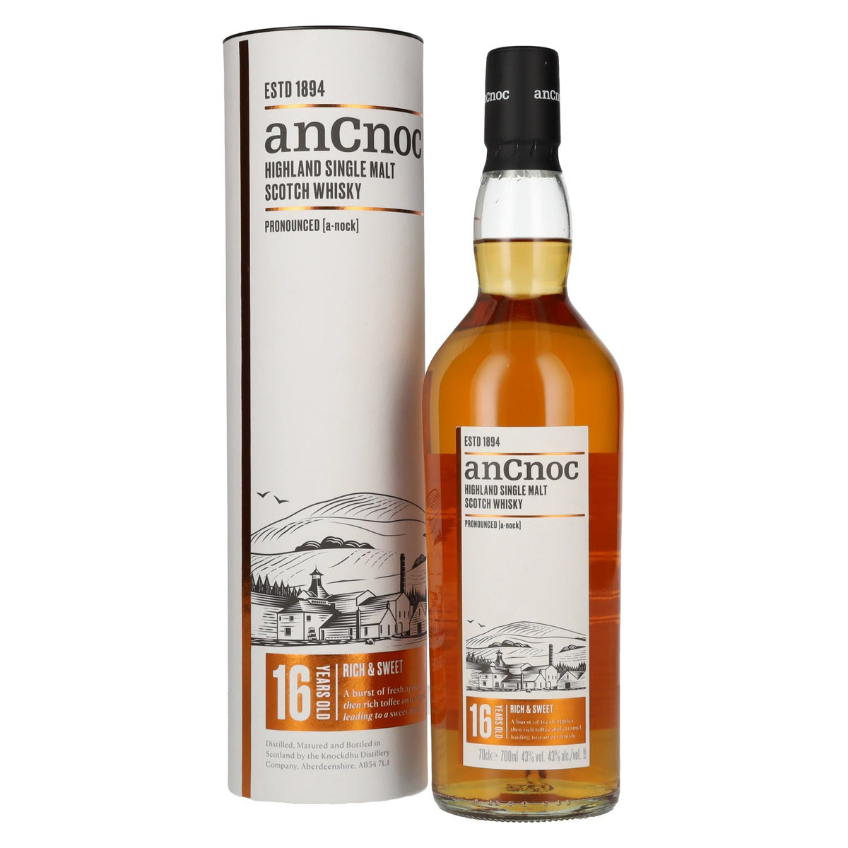 AnCnoc 16 Years Old Highland Single Malt 43% Vol. 0,7l in Geschenkbox