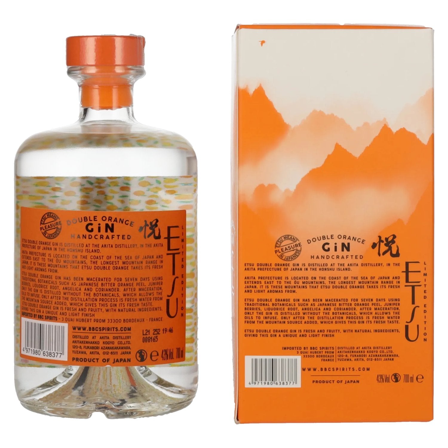 Etsu Gin DOUBLE ORANGE Limited Edition 43% Vol. 0.7L in gift box