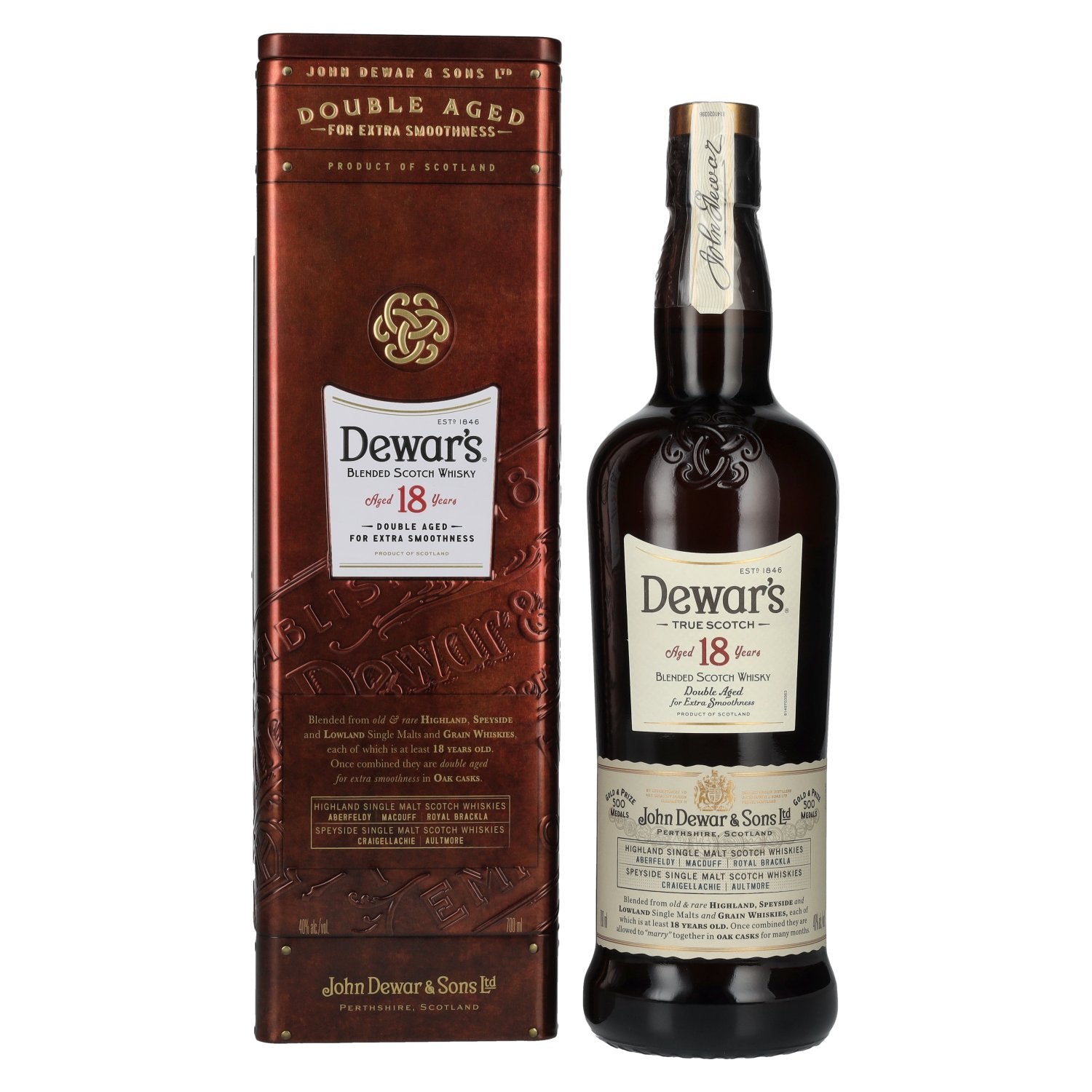Dewar's 18 Years Old Double Aged Blended Scotch Whisky 40% Vol. 0.7l in Tinbox