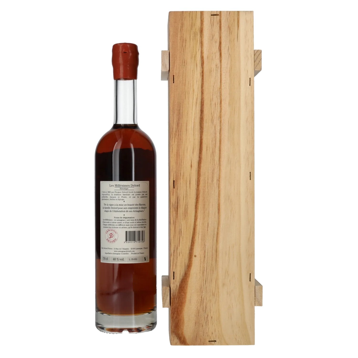 Old Armagnac Delord Vintage Harvest 1975 40% Vol. 0.7l in wooden box