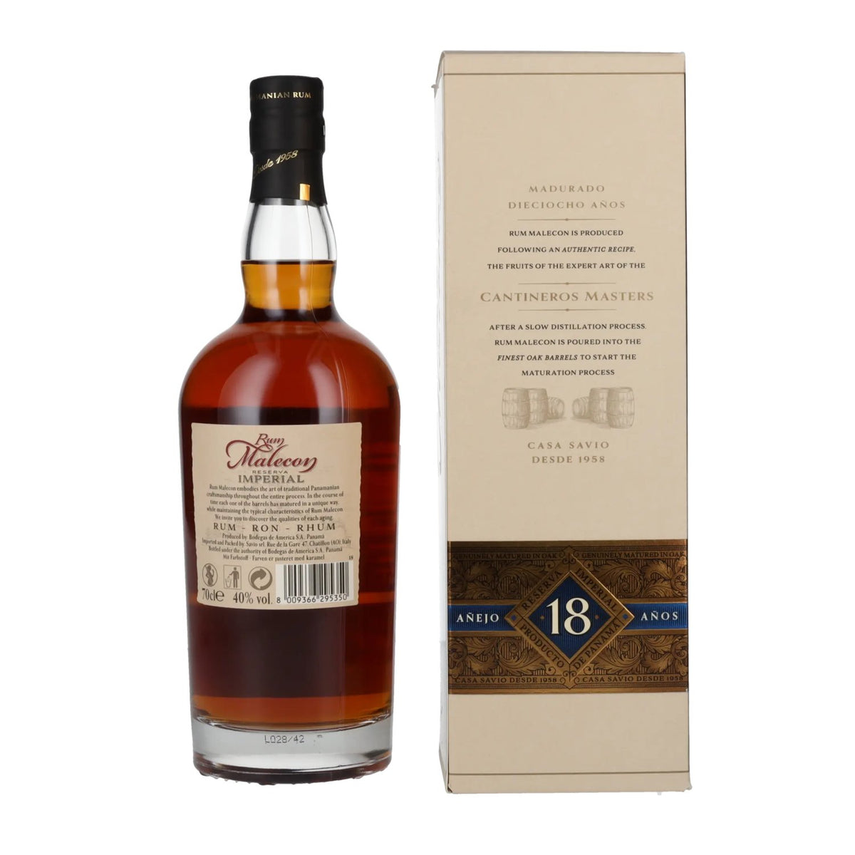 Rum Malecon Añejo 18-Year-Old Imperial Reserve Rum, 40% ABV, 0.7 litres, in a gift box