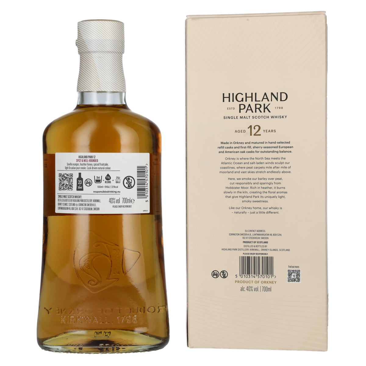 Highland Park 12 Years Old SPICY &amp; WELL-ROUNDED 40% vol. 0.7l in a gift box