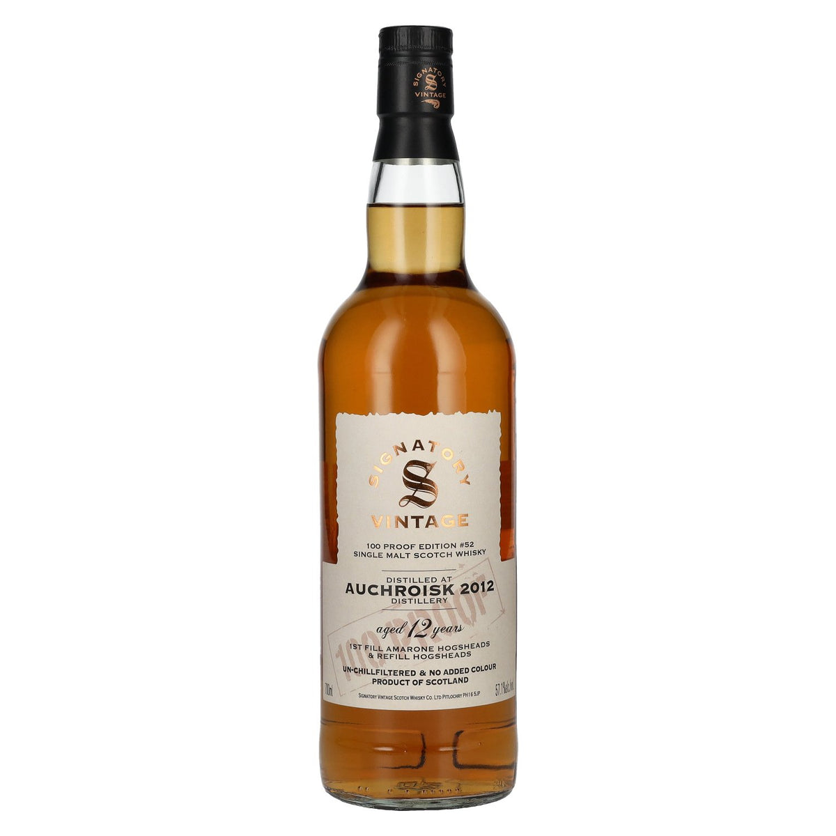 Signatory Vintage 100 Proof Edition AUCHROISK 12 Years Old Single Malt #52 2012 57.1% Vol. 0.7l