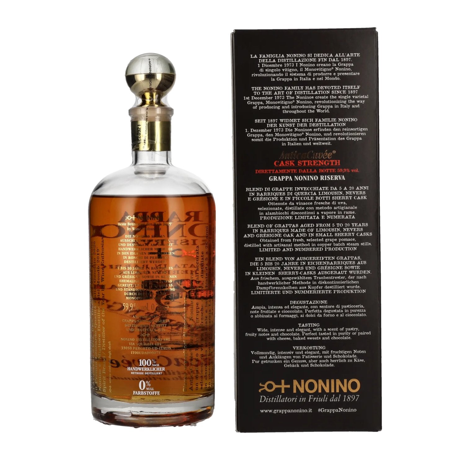 Nonino Grappa Riserva Antica Cuvée 5 Years Old Cask Strength 59,9% Vol. 0,7l in Geschenkbox