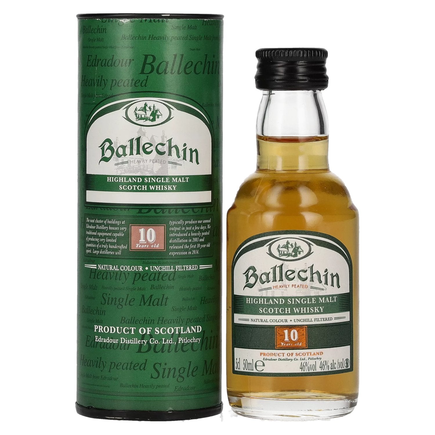 Edradour Ballechin 10 Years Old Highland Single Malt 46% Vol. 0.05l in Gift Box