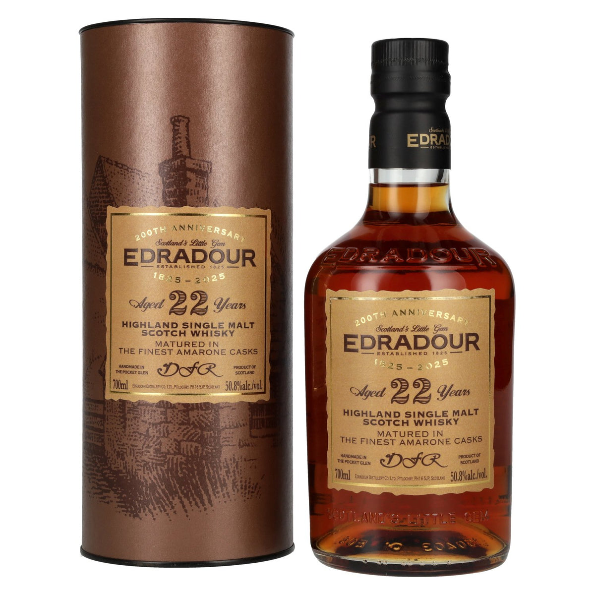 Edradour 22 Years Old 200th Anniversary Amarone Cask Highland Single Malt Whisky 50.8% Vol. 0.7l in gift box