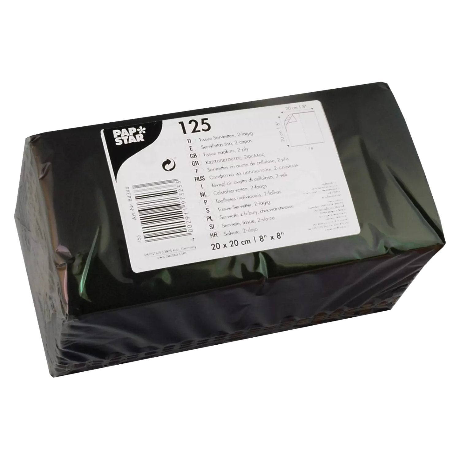 Cocktail napkins black 20x20 cm 125 pieces