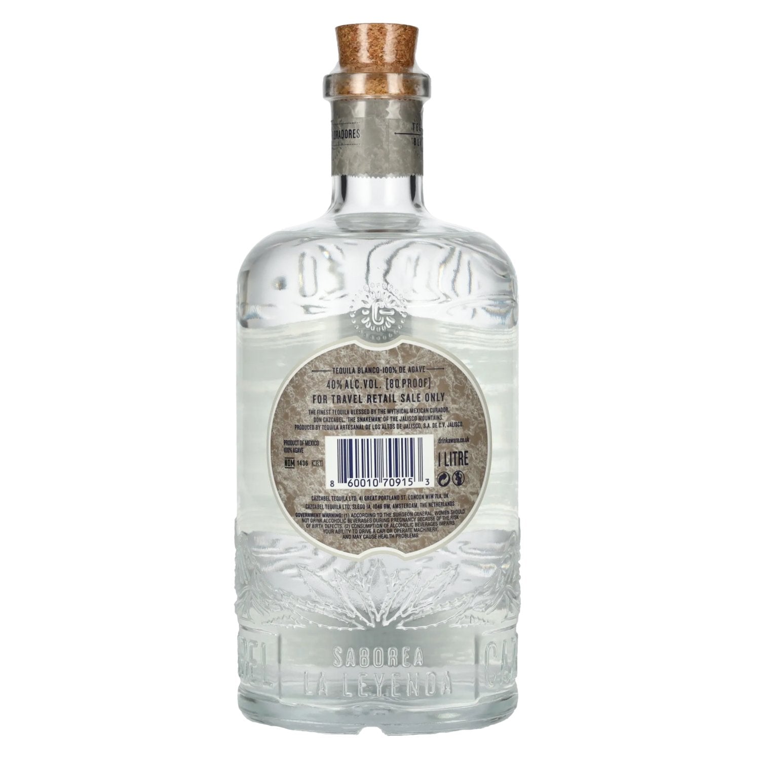 Cazcabel Tequila BLANCO 100% de Agave 40% Vol. 1l