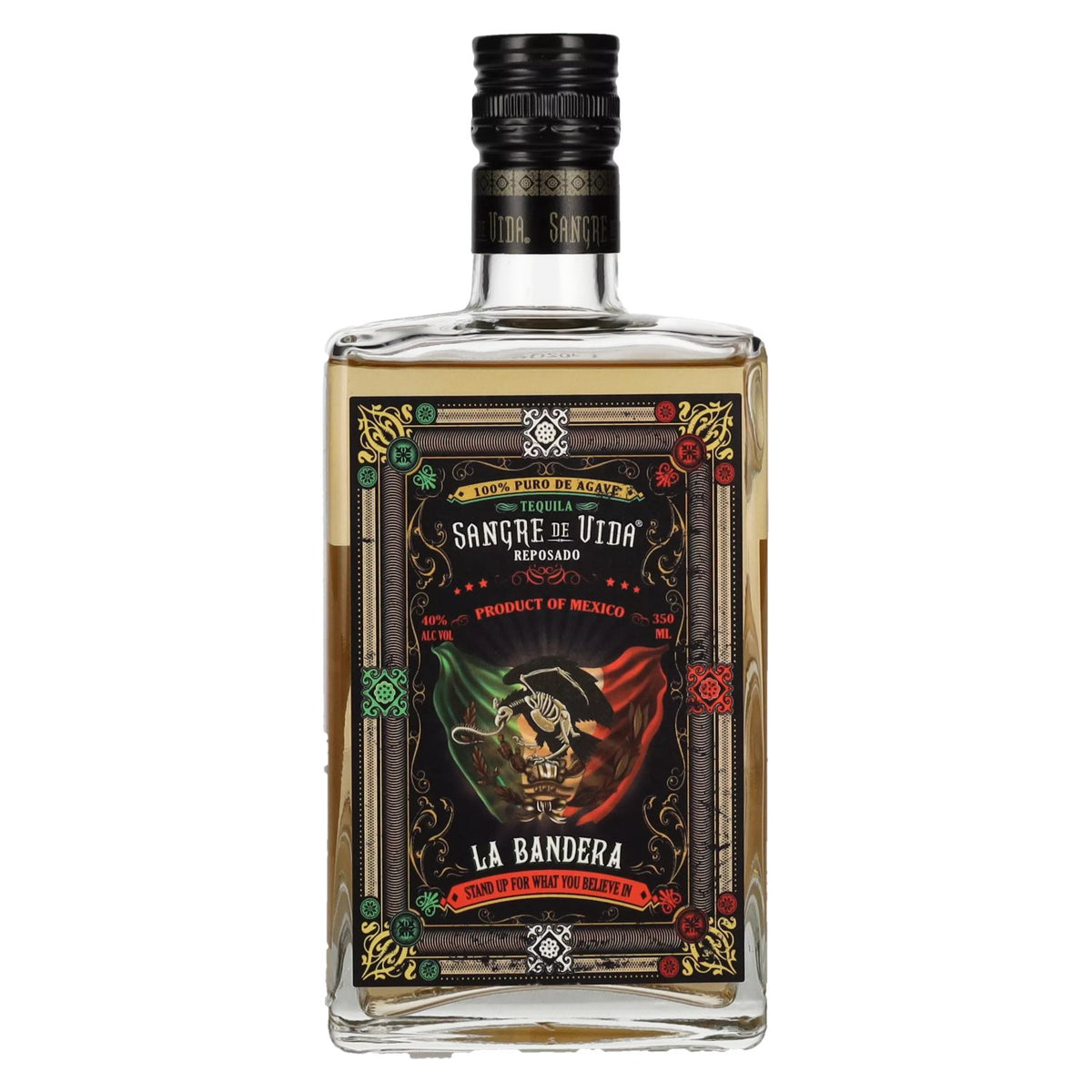 Sangre de Vida Loteria LA BANDERA Reposado Tequila 100% Agave 40% Vol. 0.35l