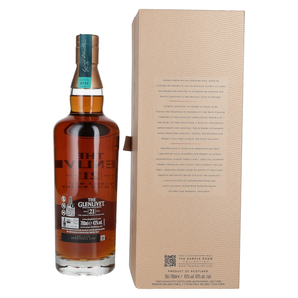 The Glenlivet 21 Years Old THE SAMPLE ROOM COLLECTION Single Malt Scotch Whisky 43% Vol. 0.7l in Gift Box