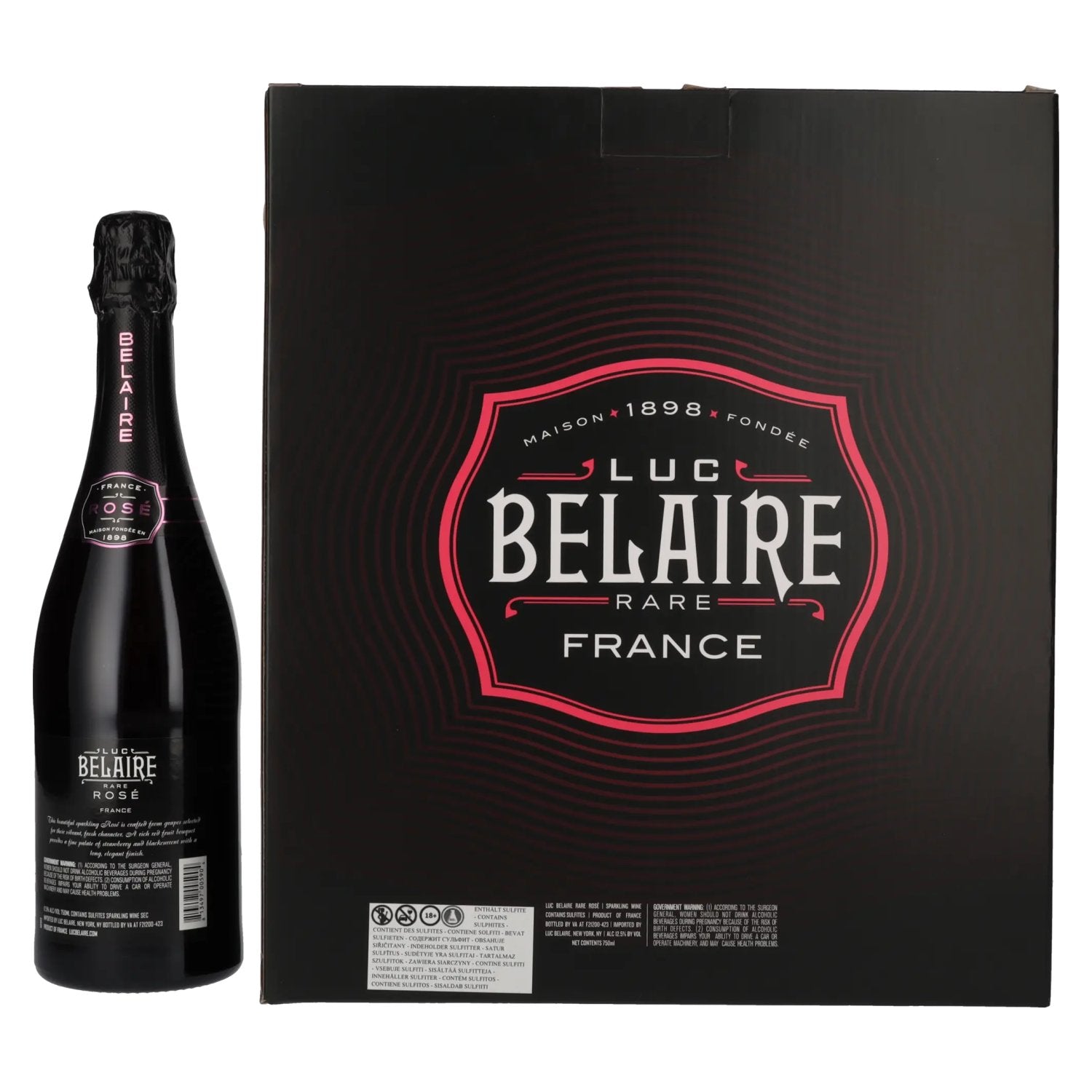Luc Belaire Rare Rosé 12,5% Vol. 0,75l in Geschenkbox mit 2 Gläsern