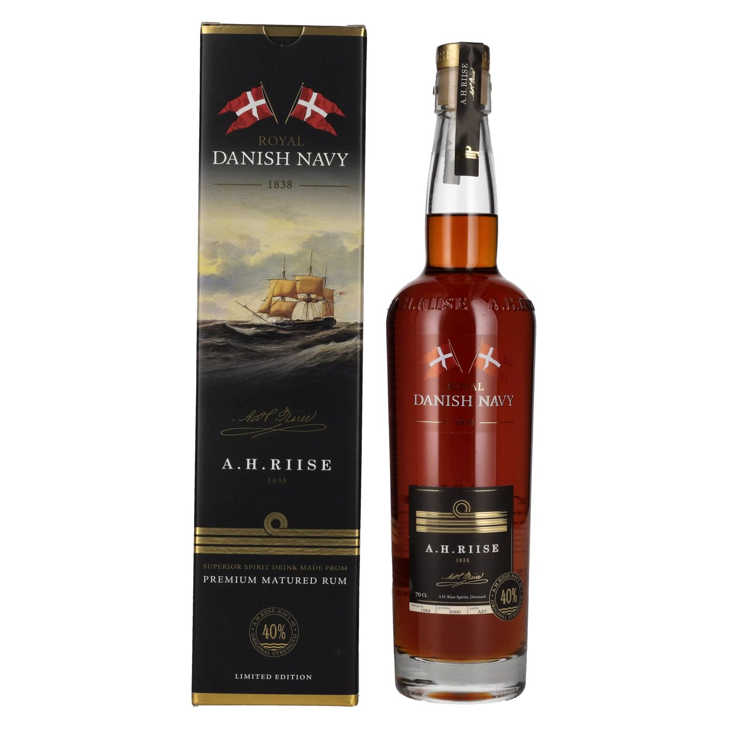 A.H. Riise Royal DANISH NAVY Superior Spirit Drink 40% Vol. 0.7l in Gift Box
