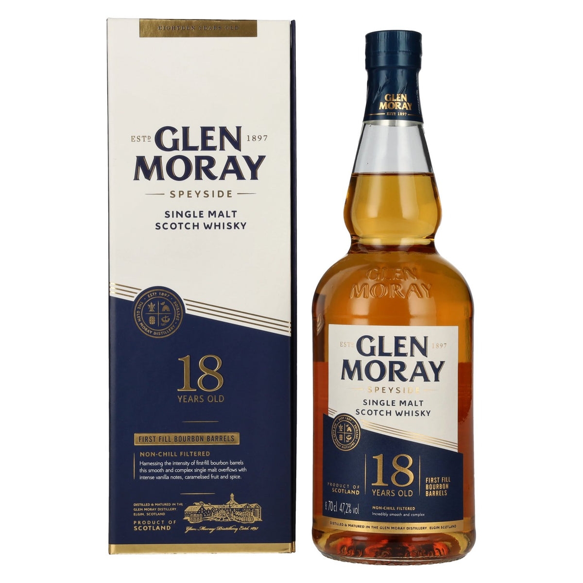 Glen Moray 18 Years Old Speyside Single Malt 47.2% Vol. 0.7l in Gift Box