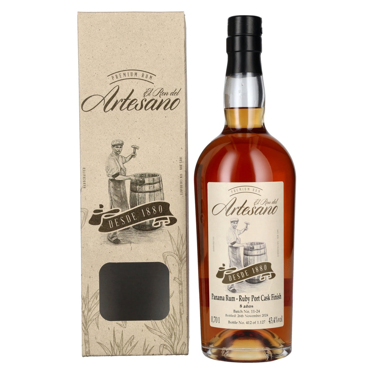 El Ron del Artesano 8 Años Ruby Port Cask Finish Panama Rum 43,4% Vol. 0,7l in gift box