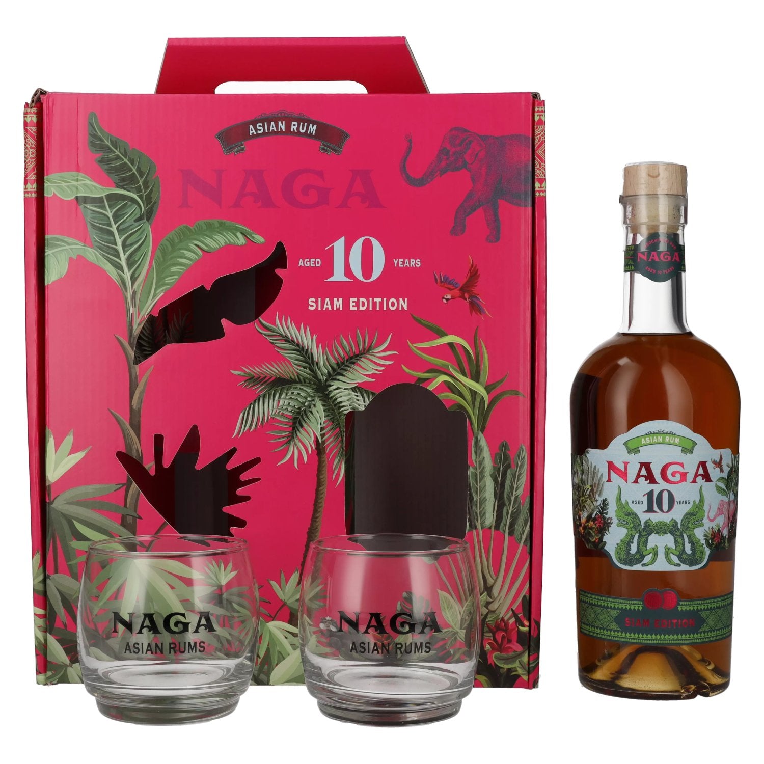 Naga 10 Years Old Asian Rum SIAM EDITION 40% Vol. 0.7l in gift box with 2 glasses