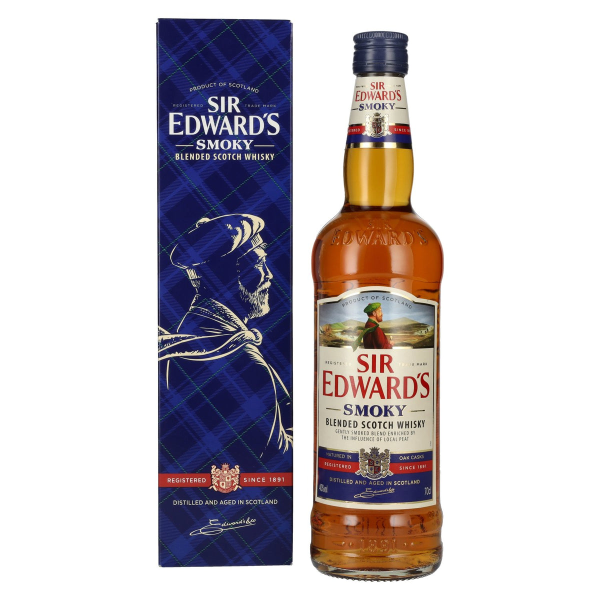 Sir Edward's SMOKY Blended Scotch Whisky 40% Vol. 0,7l in Geschenkbox