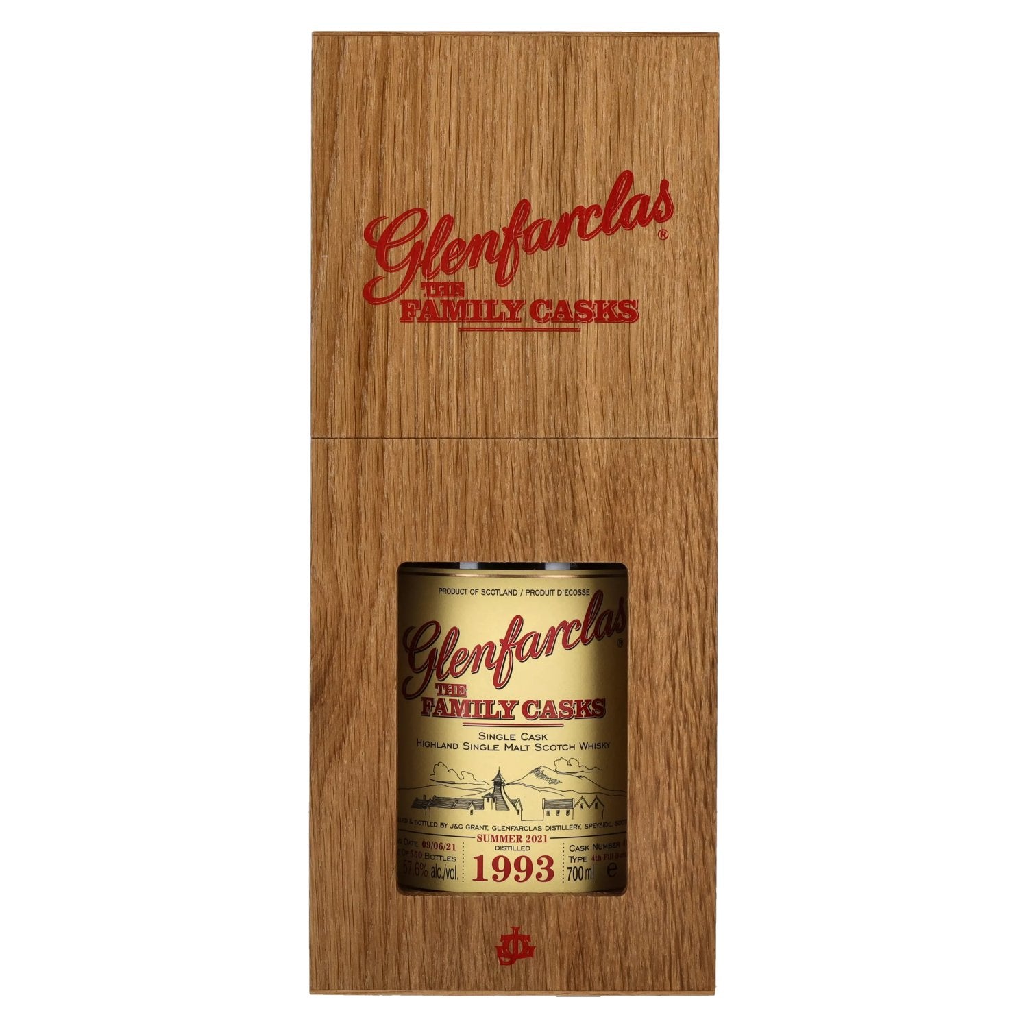 Glenfarclas THE FAMILY CASKS Single Cask SUMMER 2021 4th Fill Butt 1993 57,6% Vol. 0,7l in Holzkiste
