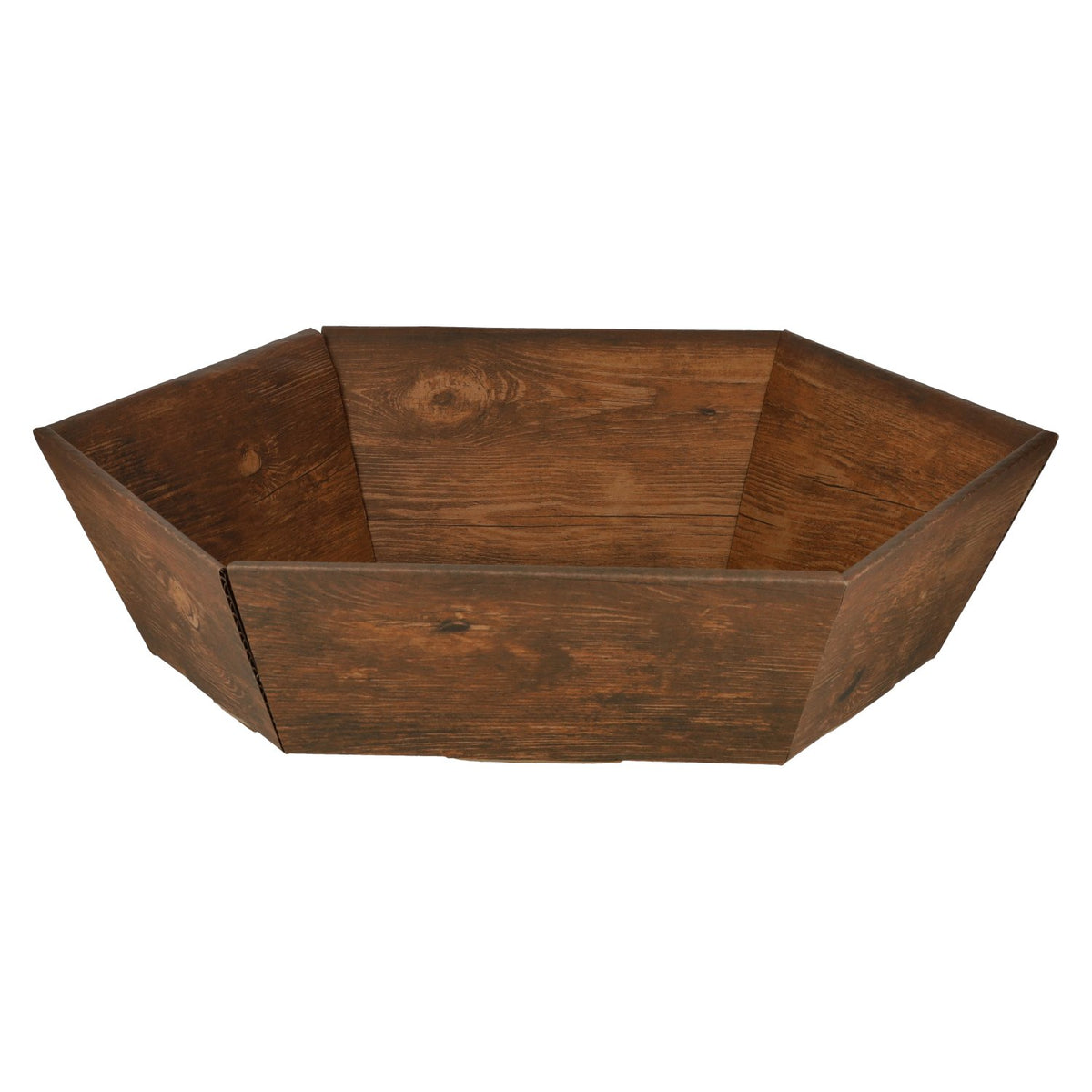 Präsentkorb Sechseck VINTAGE Holzoptik groß 41,5x46,5x15,5 cm
