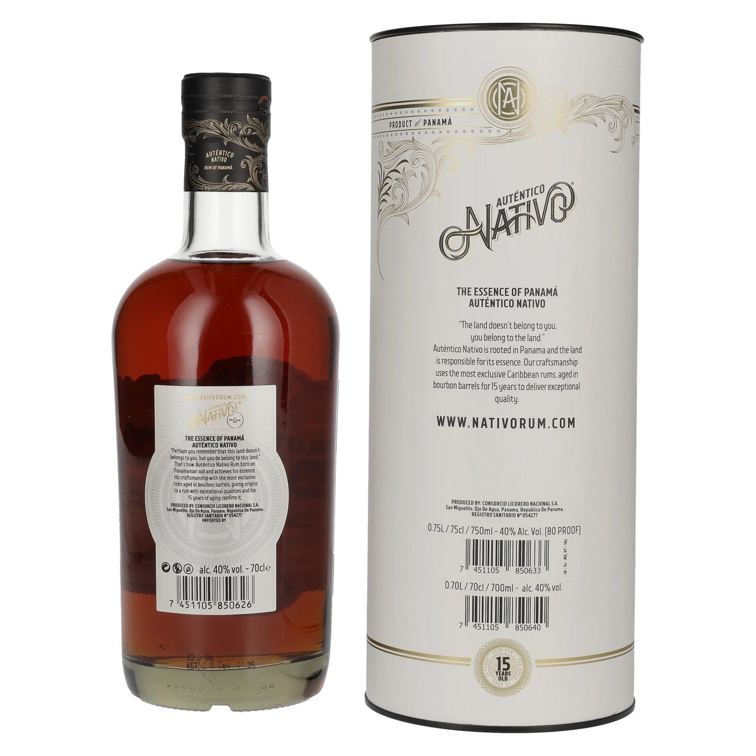 Auténtico Nativo 15 Years Old Rum 40% Vol. 0.7l in Gift Box