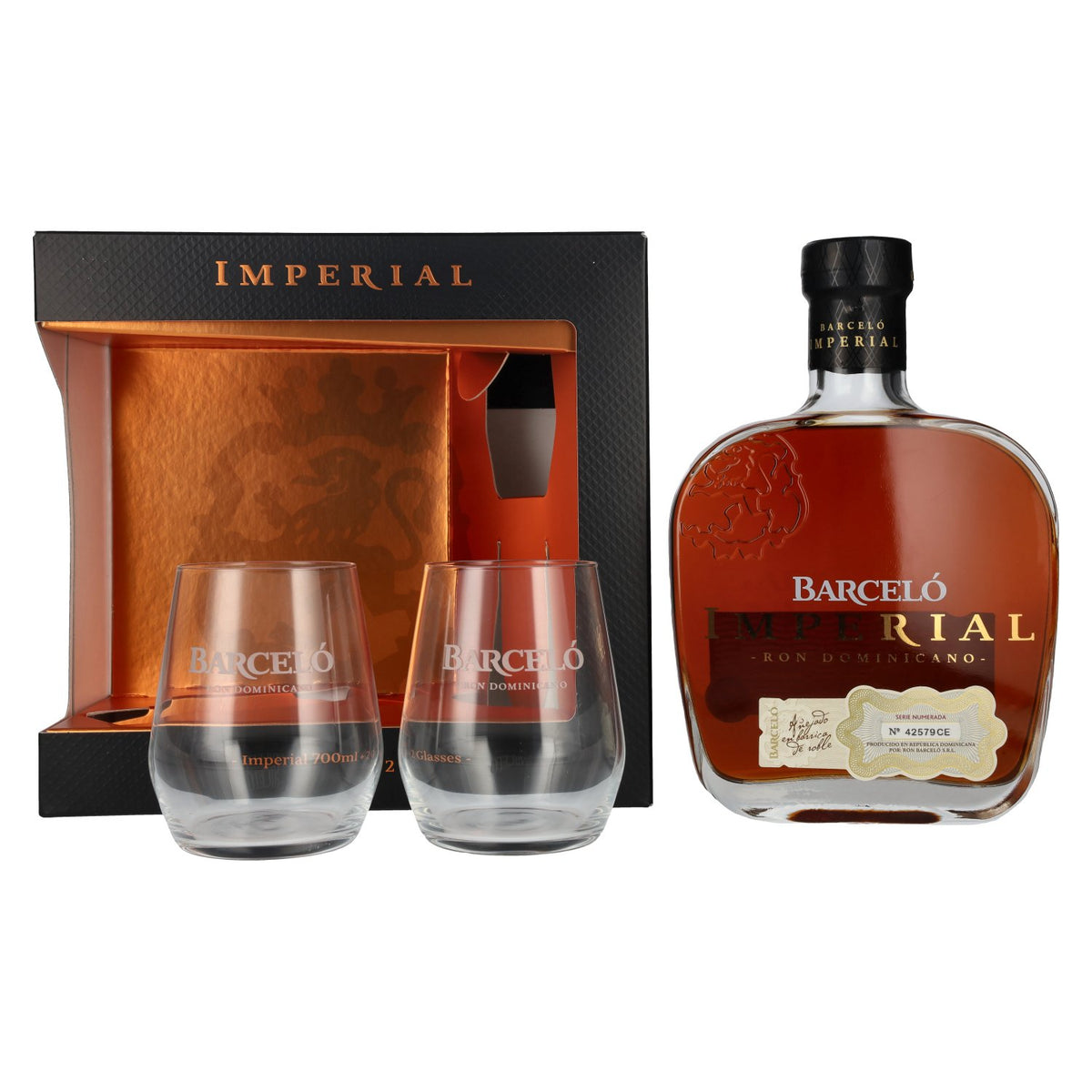 Barceló Imperial Ron Dominicano 38% Vol. 0,7l in Geschenkbox mit 2 Gläsern