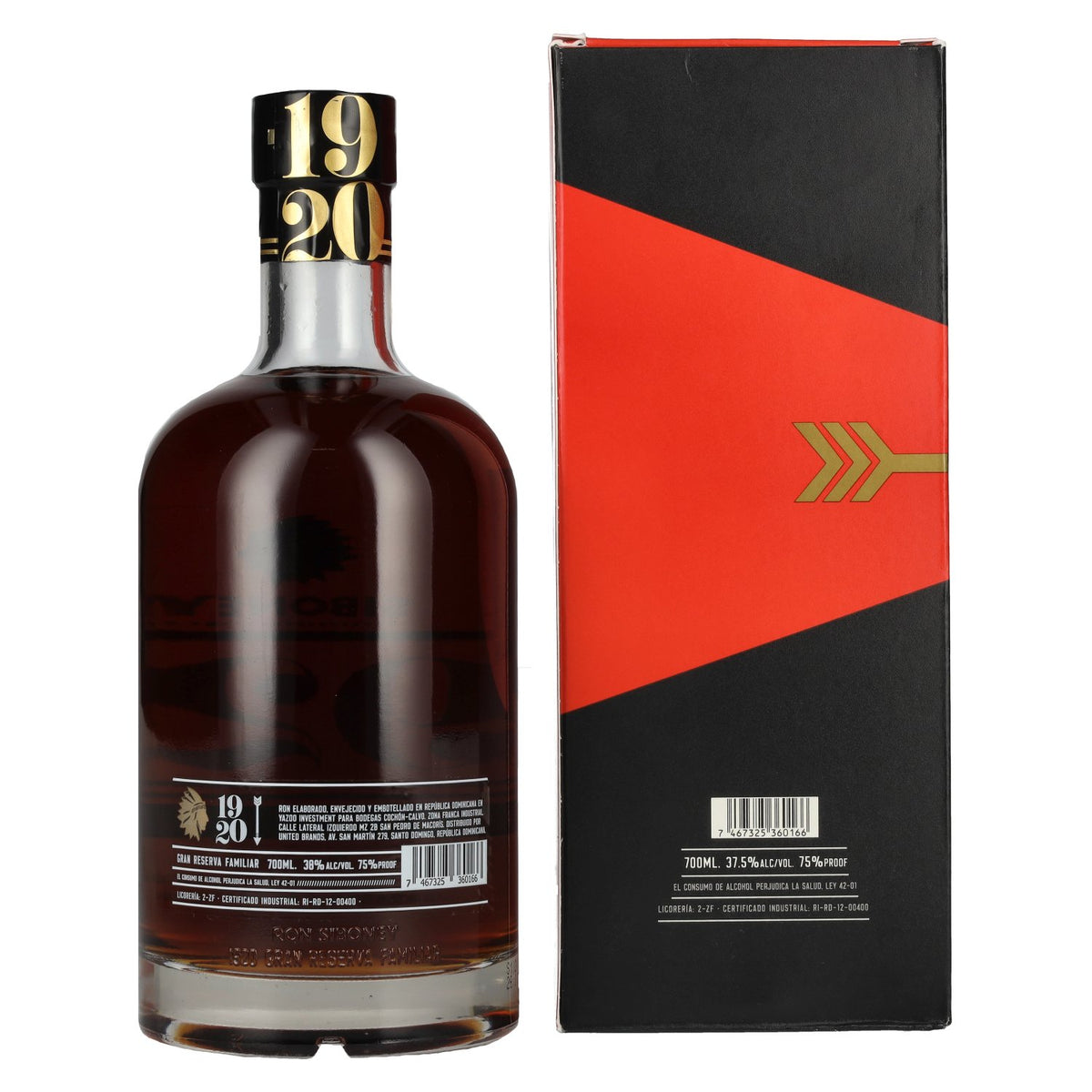 Ron Siboney 1920 GRAN RESERVA FAMILIAR Dominican Rum 38% Vol. 0.7l in gift box