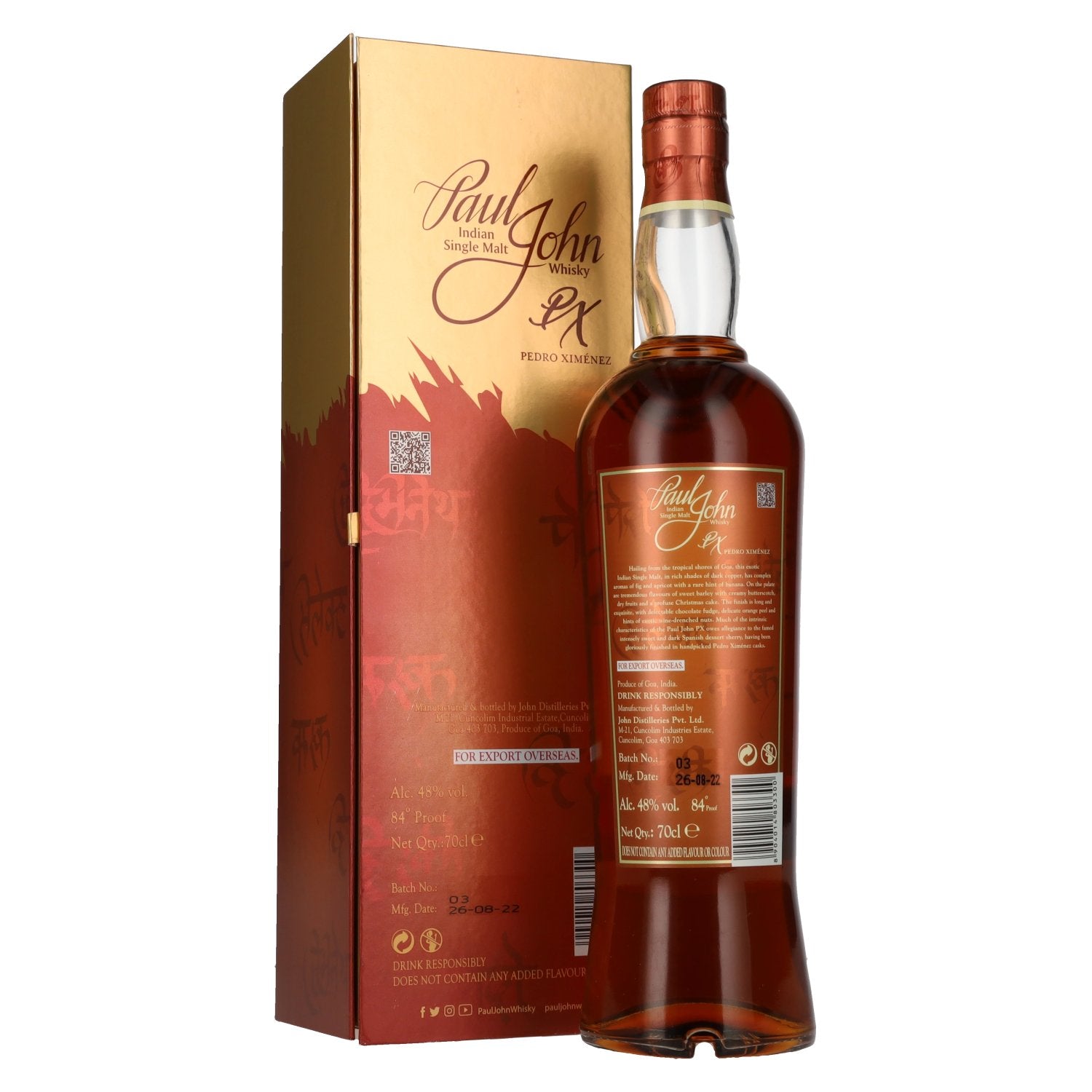 Paul John PX SELECT CASK Indian Single Malt Whisky 48% Vol. 0,7l in Geschenkbox
