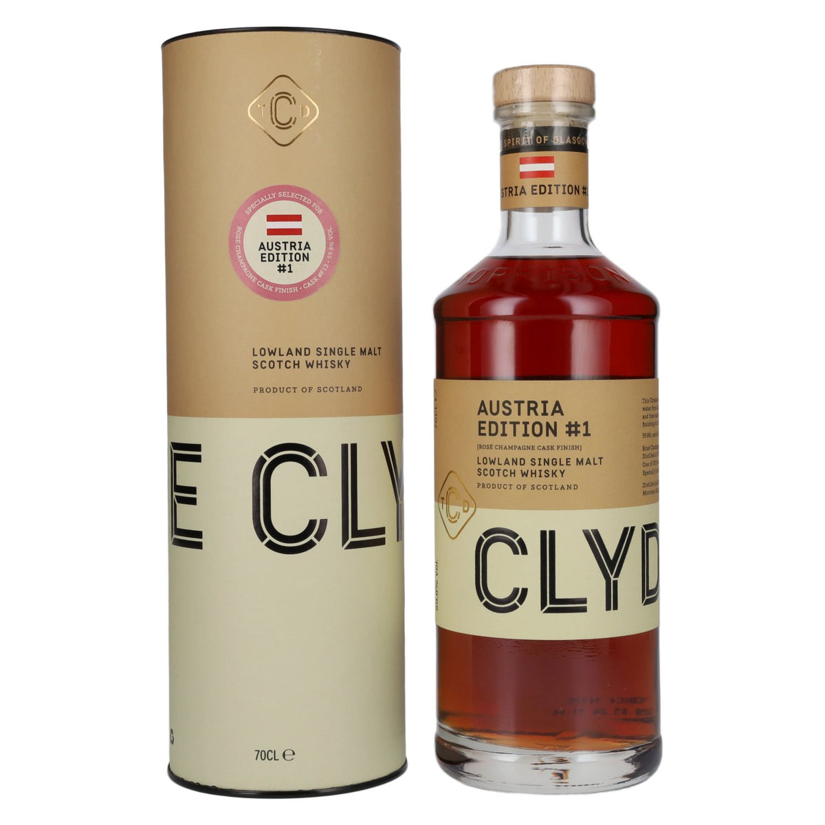 Clydeside AUSTRIA EDITION #1 Rosé Champagne Cask Finish Lowland Single Malt 59.8% vol. 0.7l in a gift box
