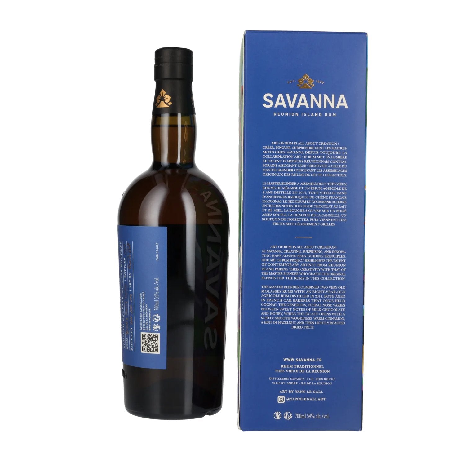 Savanna Art Of Rum YANN LE GALL Traditional Reunion Island Rum 54% Vol. 0.7l in gift box