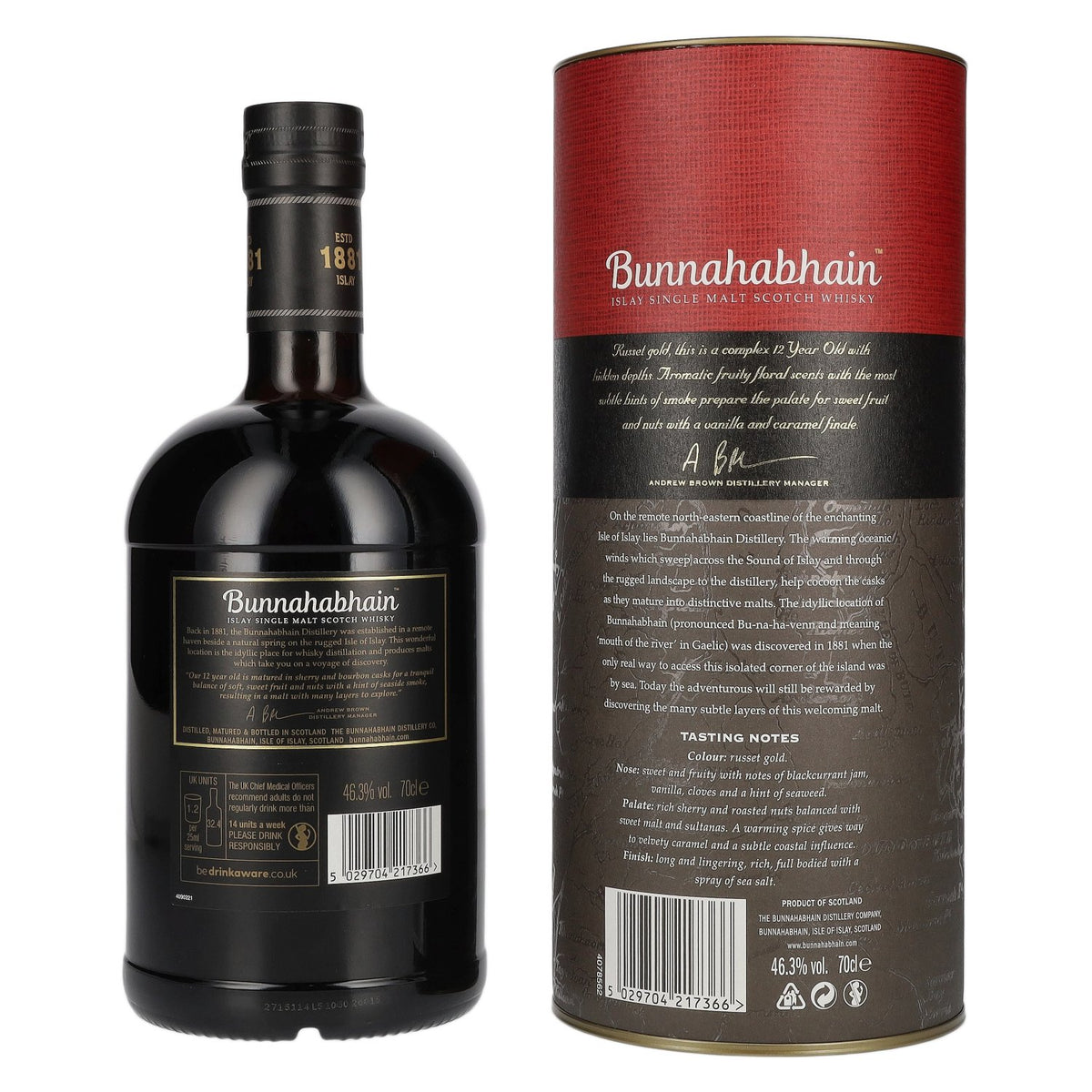 Bunnahabhain 12 Years Old Islay Single Malt Scotch Whisky 46,3% Vol. 0,7l in Geschenkbox