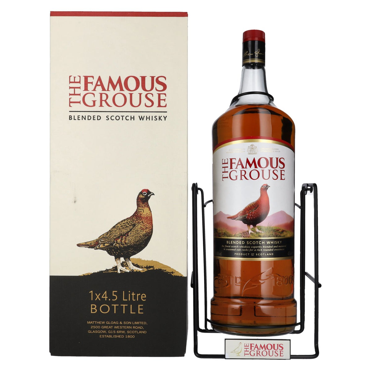 The Famous Grouse Blended Scotch Whisky 40% vol. 4.5 litres in a gift box with a swivel stand