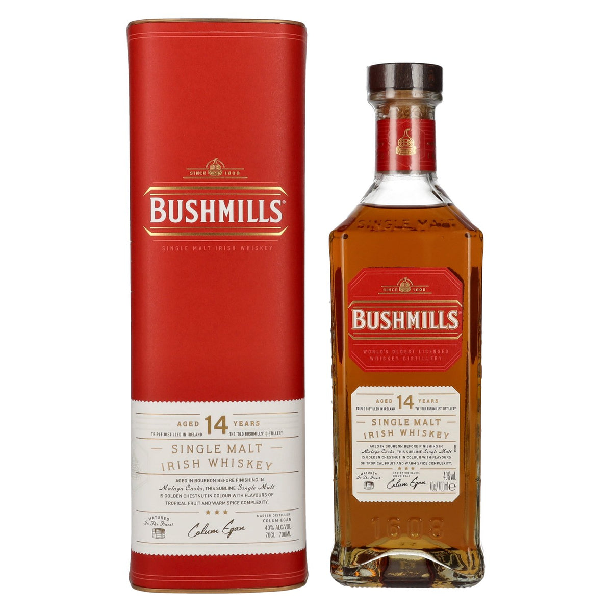Bushmills 14 Years Old Single Malt Irish Whiskey MALAGA CASK Finish 40% Vol. 0,7l in Geschenkbox