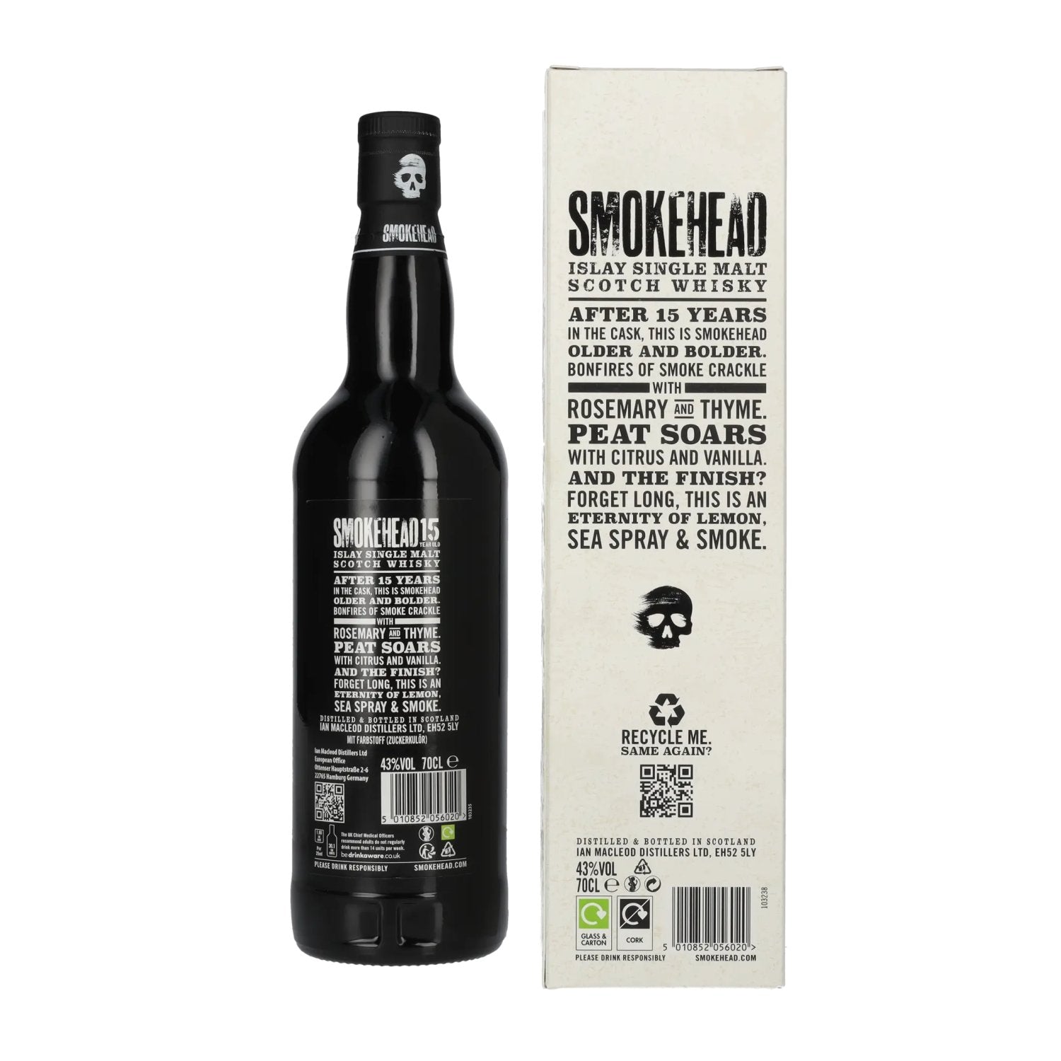 Smokehead 15 Years Old Islay Single Malt Whisky Limited Edition 43% Vol. 0.7l in Gift Box