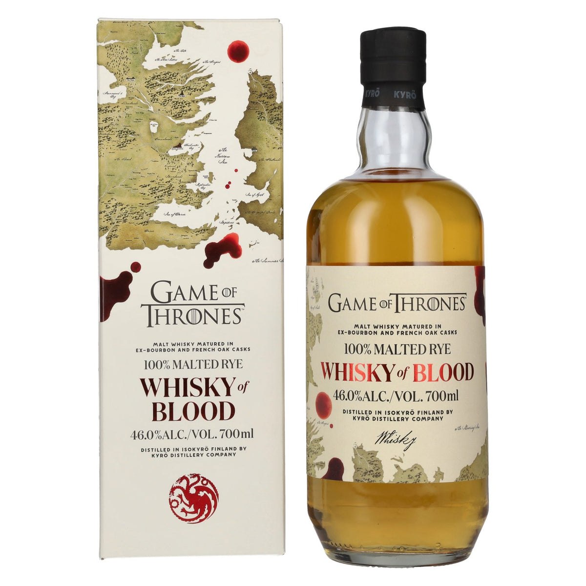 KYRÖ GAME OF THRONES Whisky of BLOOD 100% Malted Rye 46% Vol. 0,7l in Geschenkbox