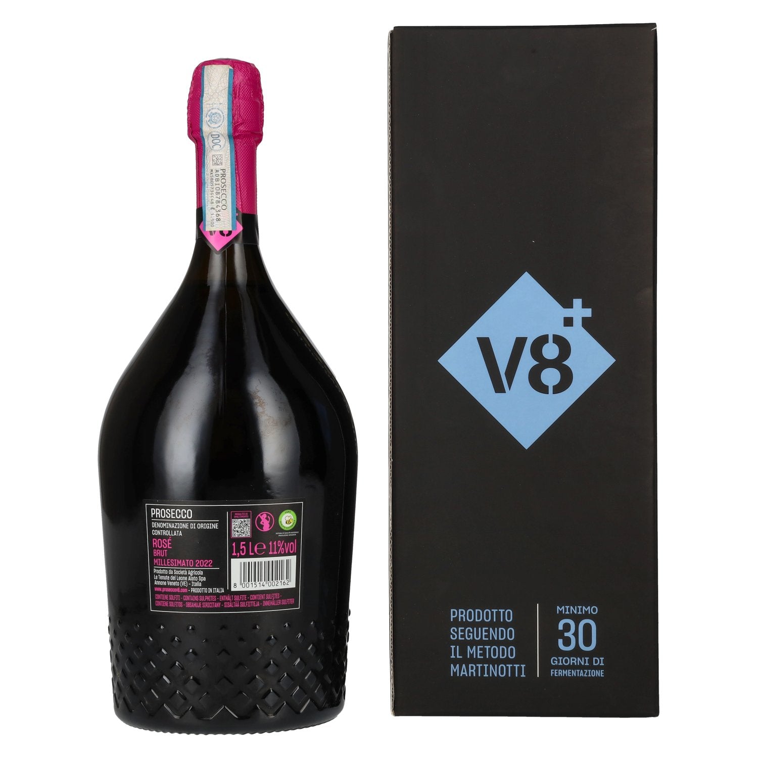 V8+ LELE Prosecco Rosé Brut Millesimato DOC 2022 11% Vol. 1,5l in Geschenkbox