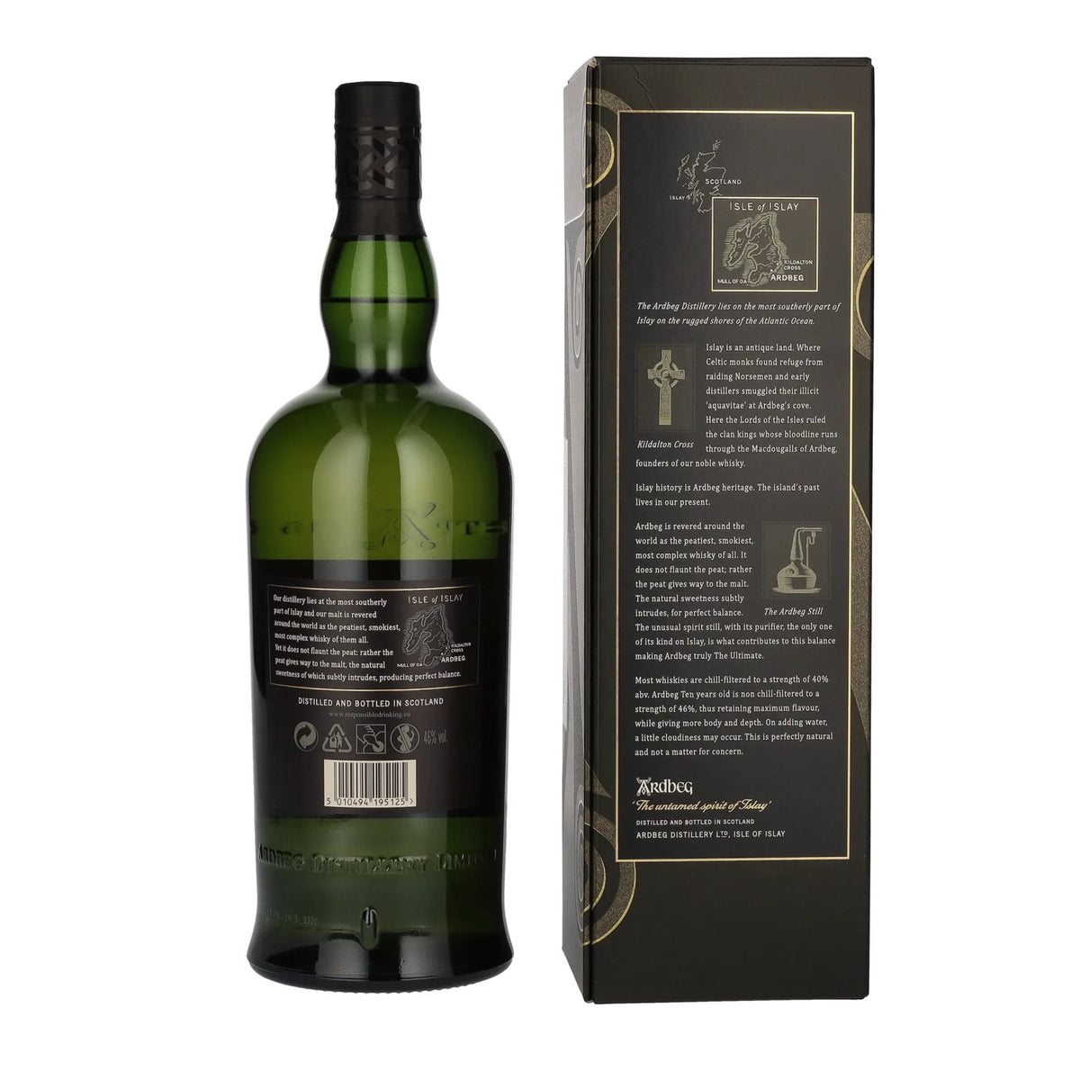 Ardbeg TEN Years Old Islay Single Malt 46% vol. 1 litre in a gift box
