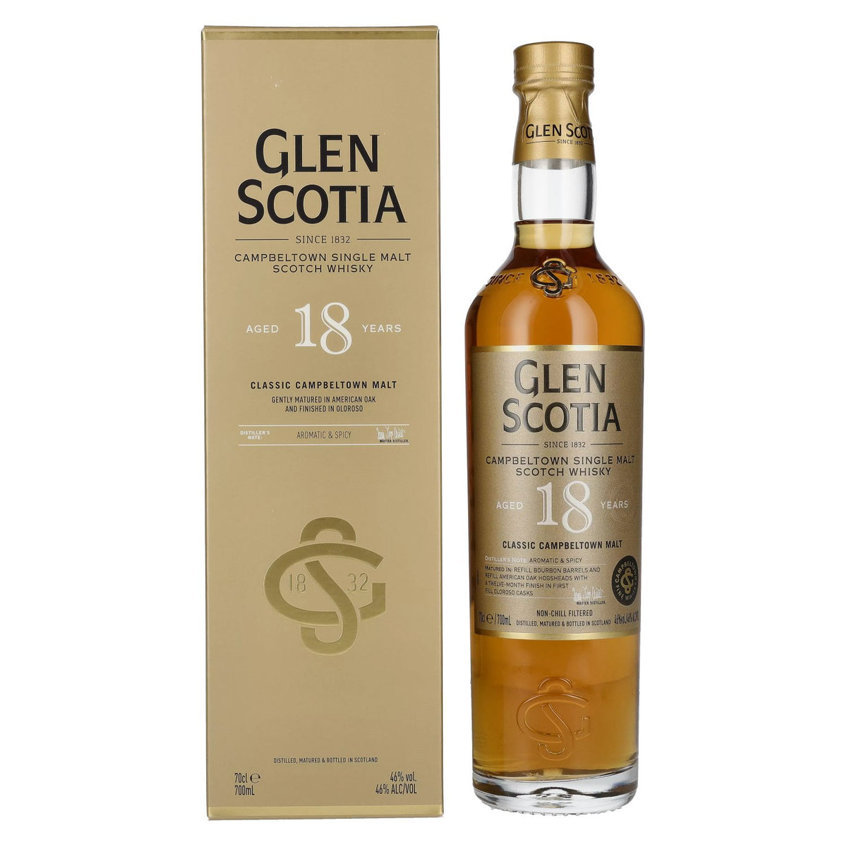 Glen Scotia 18 Years Old Single Malt Scotch Whisky 46% Vol. 0.7l in gift box