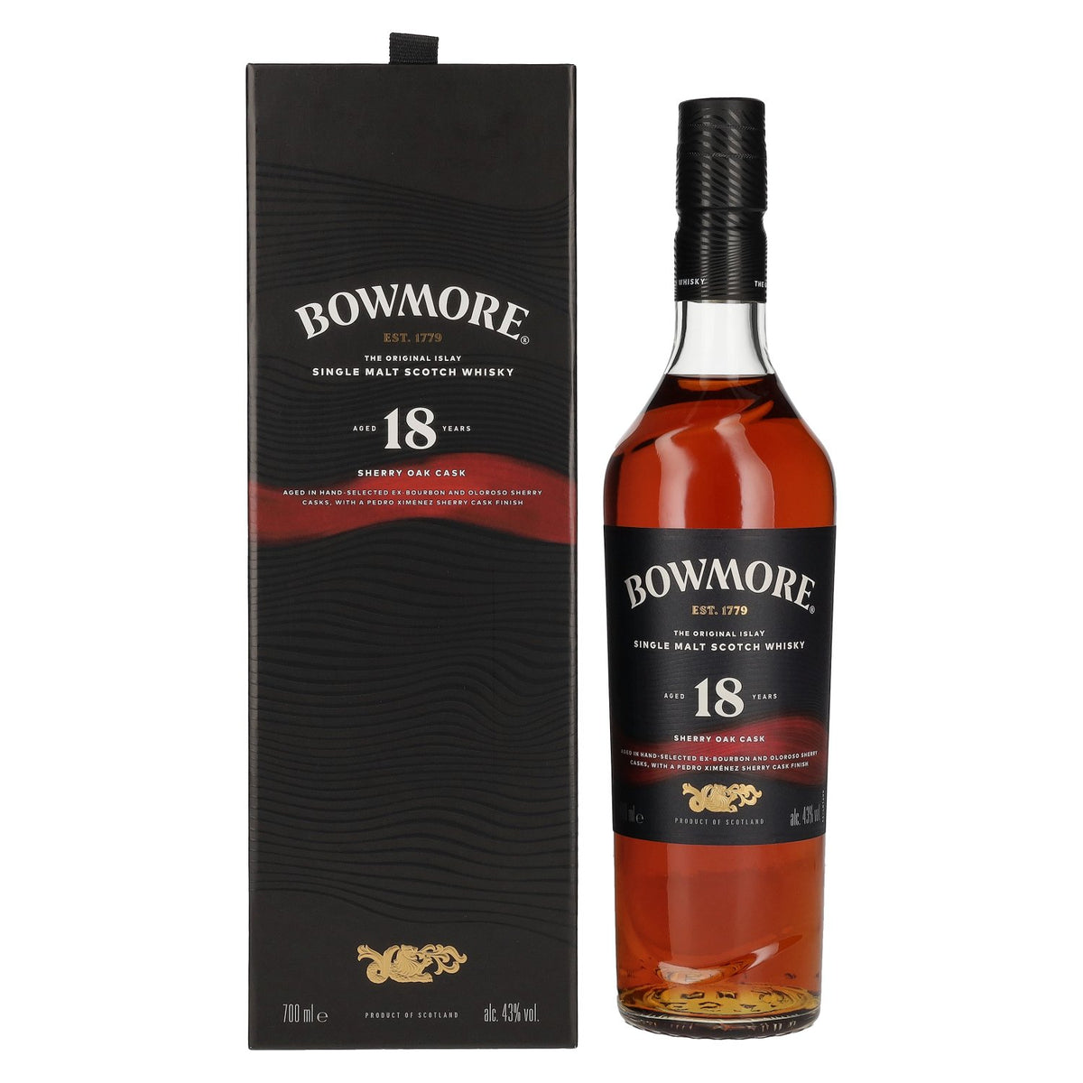 Bowmore 18 Years Old Sherry Oak Cask Islay Single Malt 43% vol. 0.7 l in a gift box