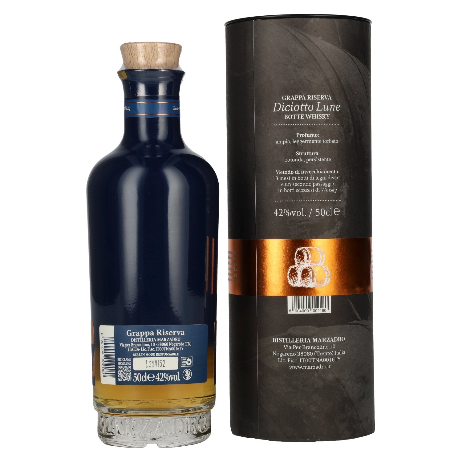 Marzadro DICIOTTO Lune Whisky Cask Finish 42% Vol. 0.5l in Gift Box