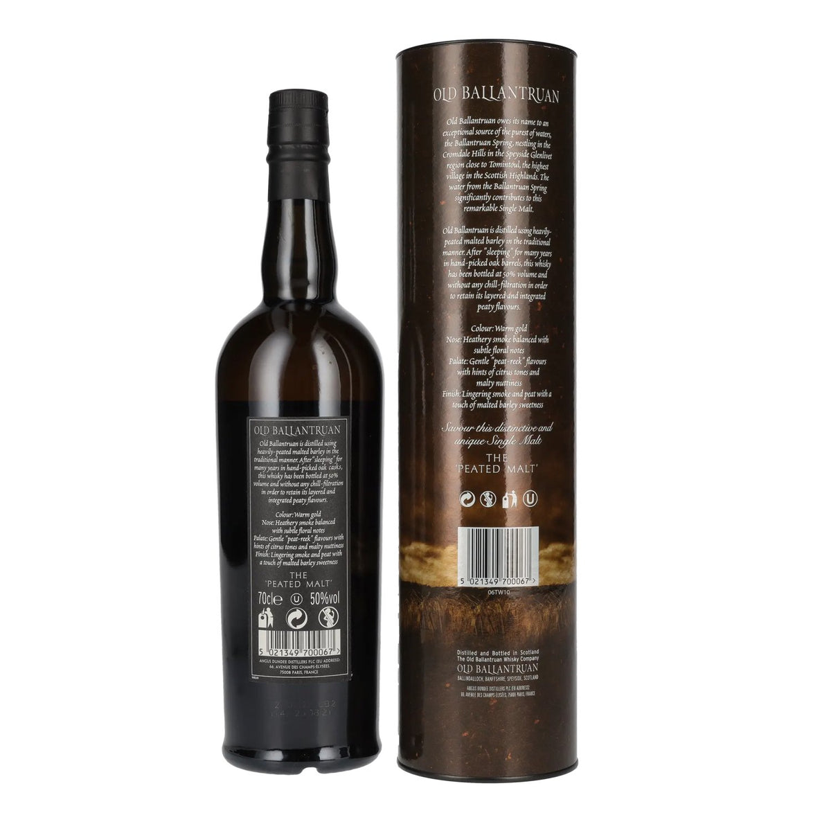 Old Ballantruan the PEATED MALT Unchillfiltered 50% Vol. 0.7l in gift box