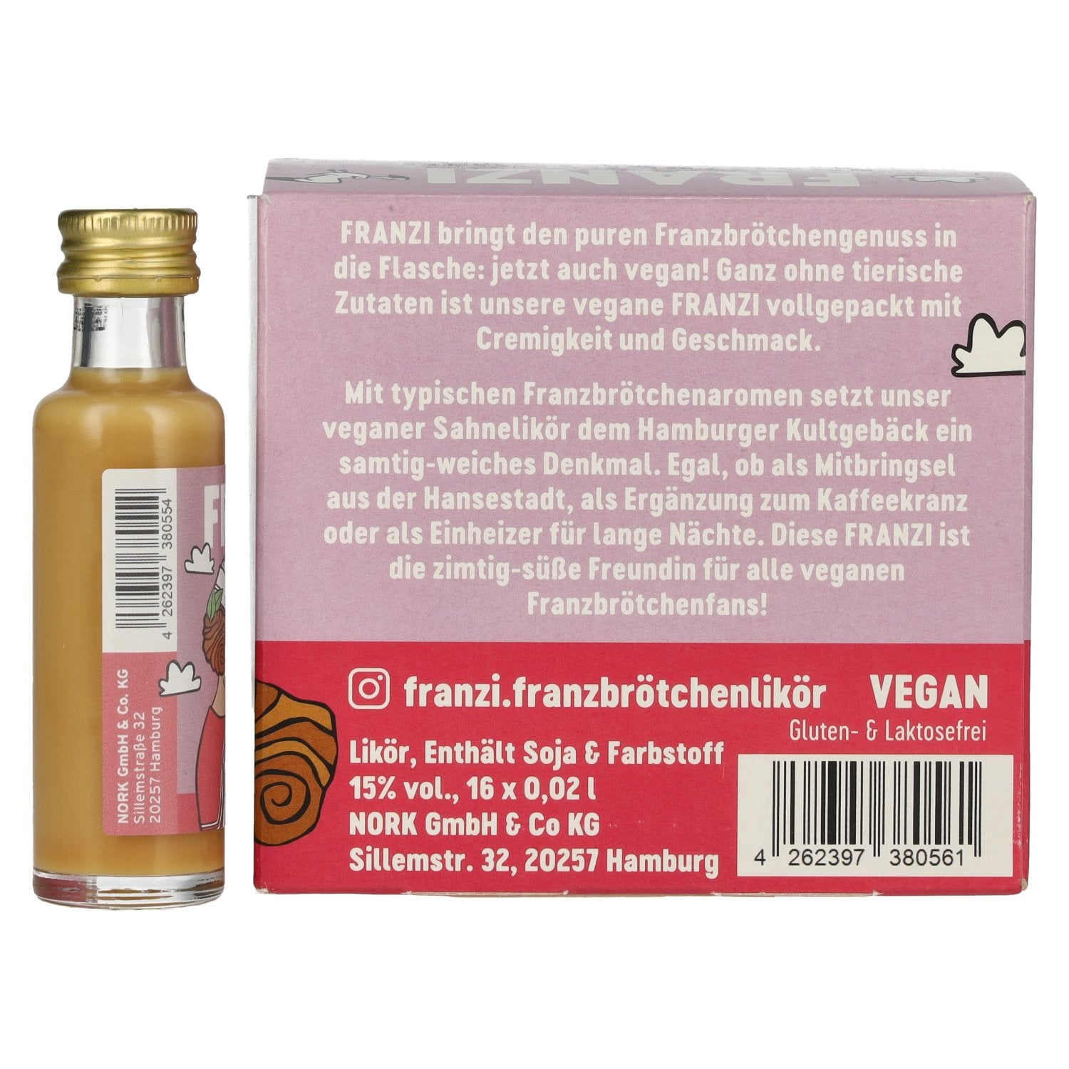 Franzi Franzbrötchen VEGAN Likör 15% Vol. 16x0,02l