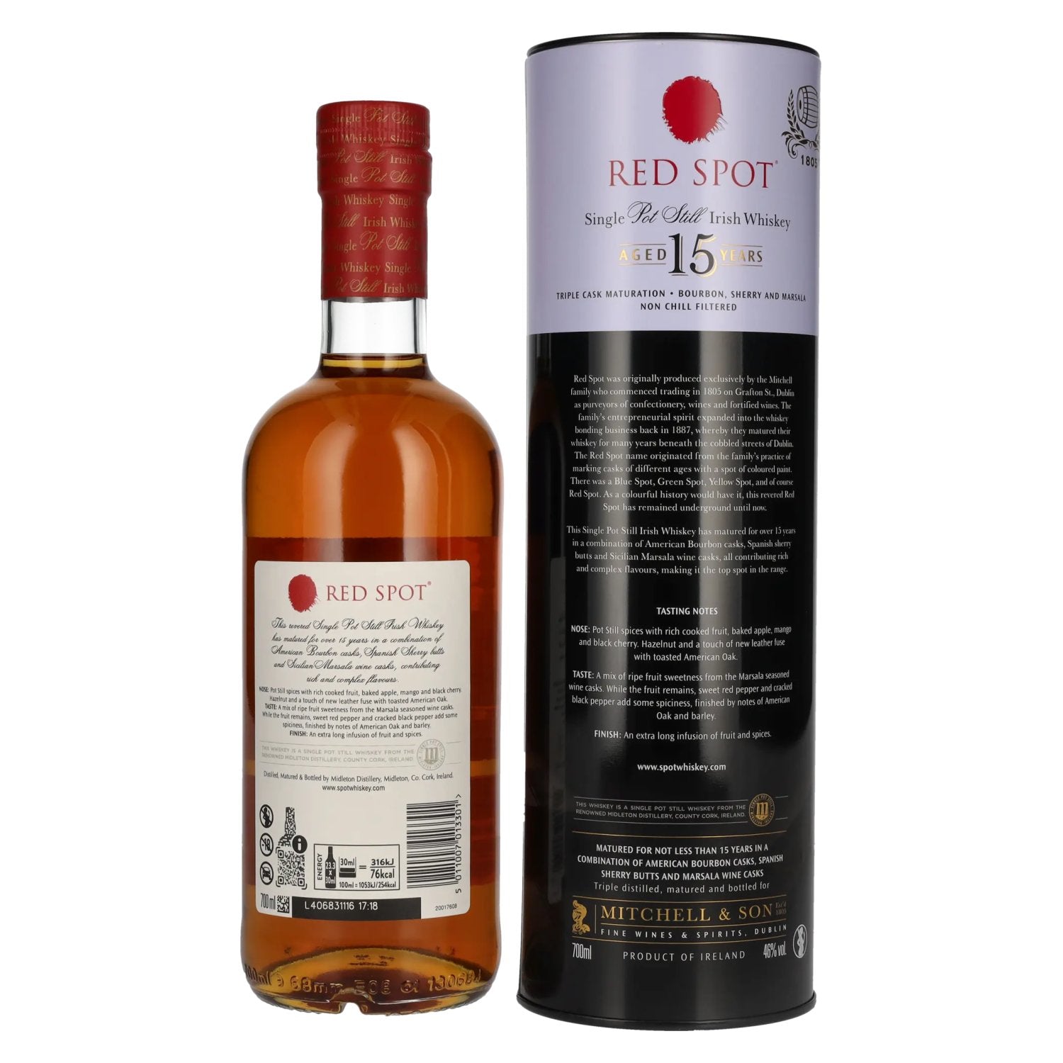 Red Spot 15 Years Old Single Pot Still Irish Whiskey 46% Vol. 0.7l in Tinbox