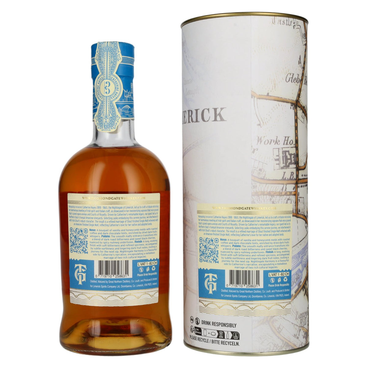 Thomond Gate The Nightingale Single Malt Irish Whisky 49% ABV, 0.7l in a gift box