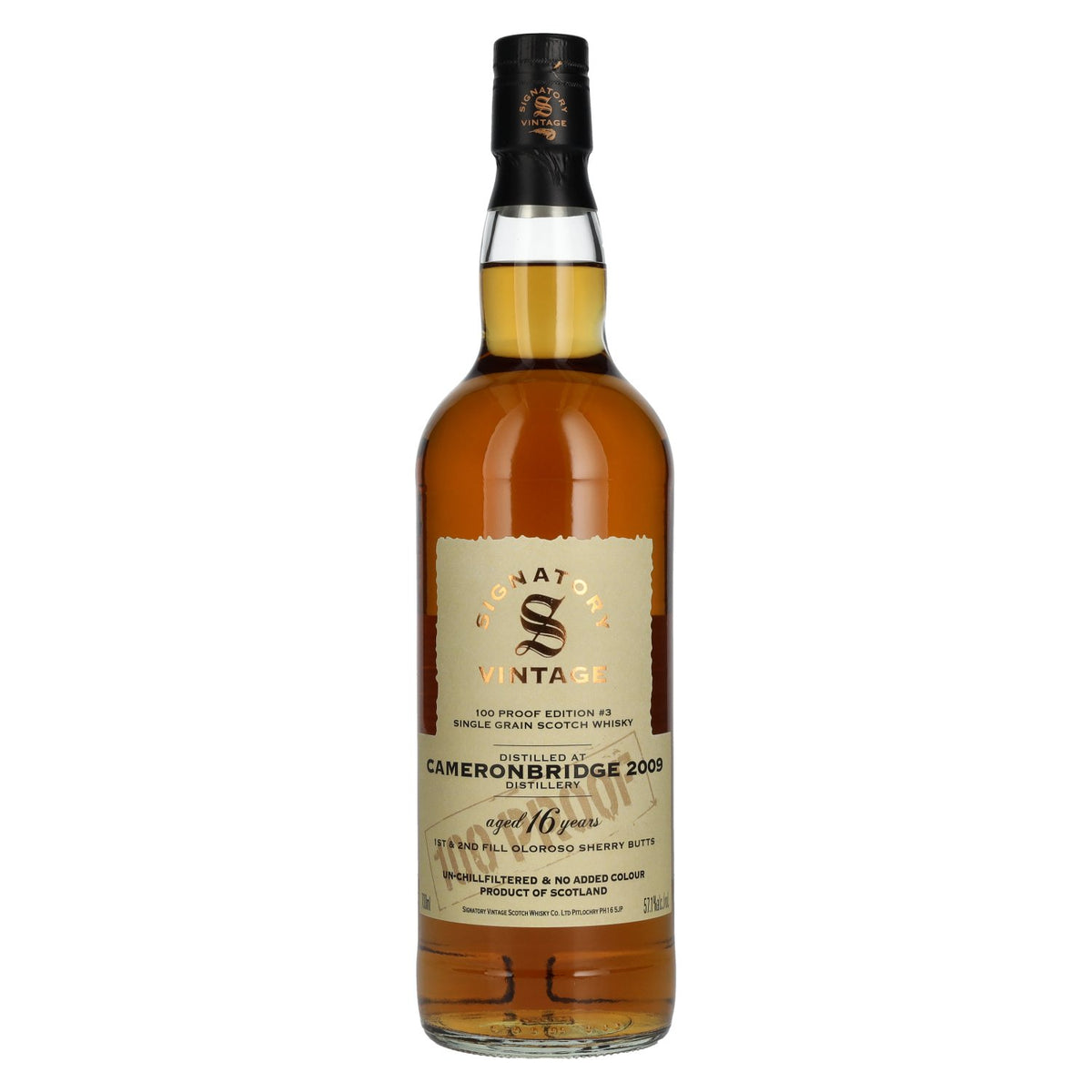 Signatory Vintage 100 Proof Edition CAMERONBRIDGE 16 Years Old Single Grain #3 2009 57.1% Vol. 0.7l