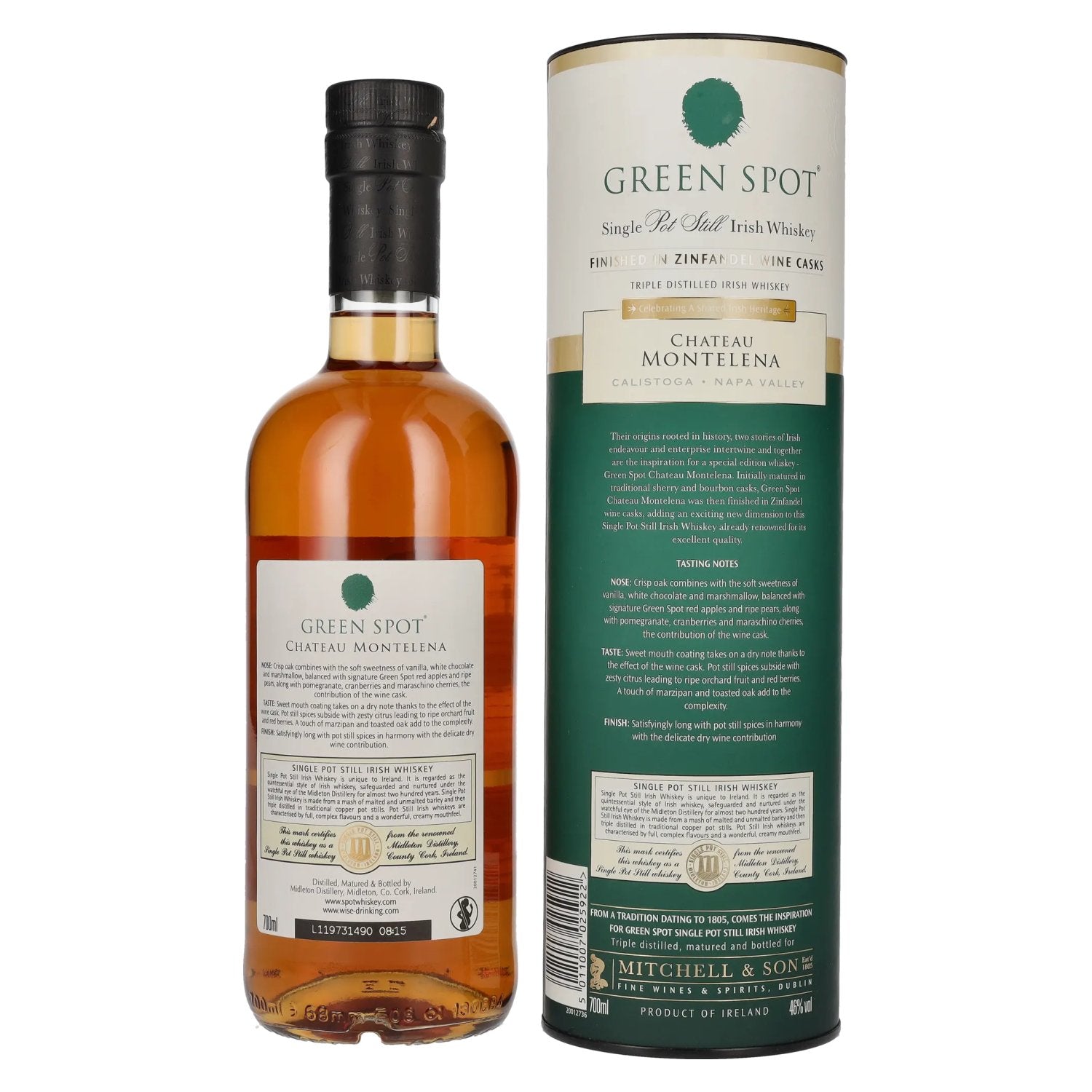 Green Spot CHATEAU MONTELENA Single Pot Still Irish Whiskey 46% Vol. 0,7l in Geschenkbox
