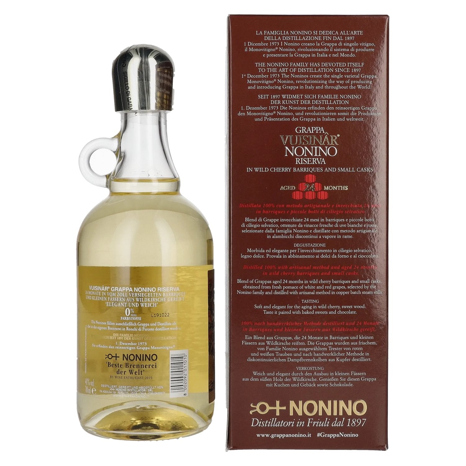 Nonino Grappa Vuisinâr Riserva 24 Mesi 41% Vol. 0,7l in Geschenkbox