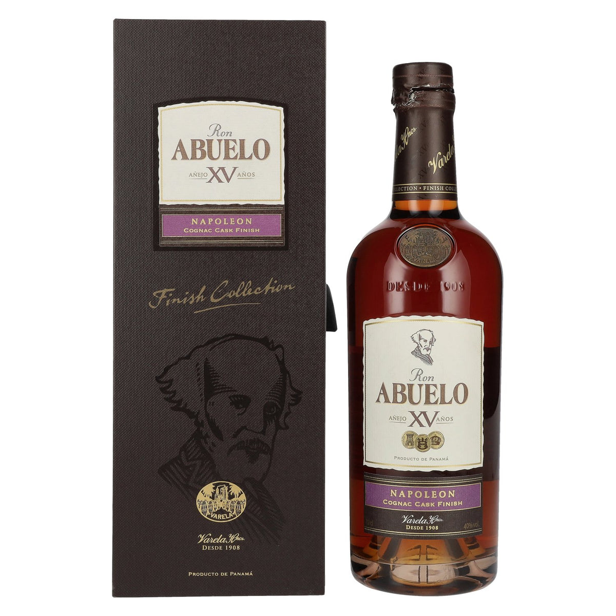 Ron Abuelo Añejo XV Años NAPOLEON Cognac Cask Finish 40% vol. 0.7 l in a gift box
