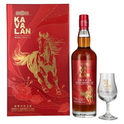Kavalan Triple Sherry Cask Matured Lunar Horse New Year 2026 40% ABV 0.7l in a gift box with a nosing glass