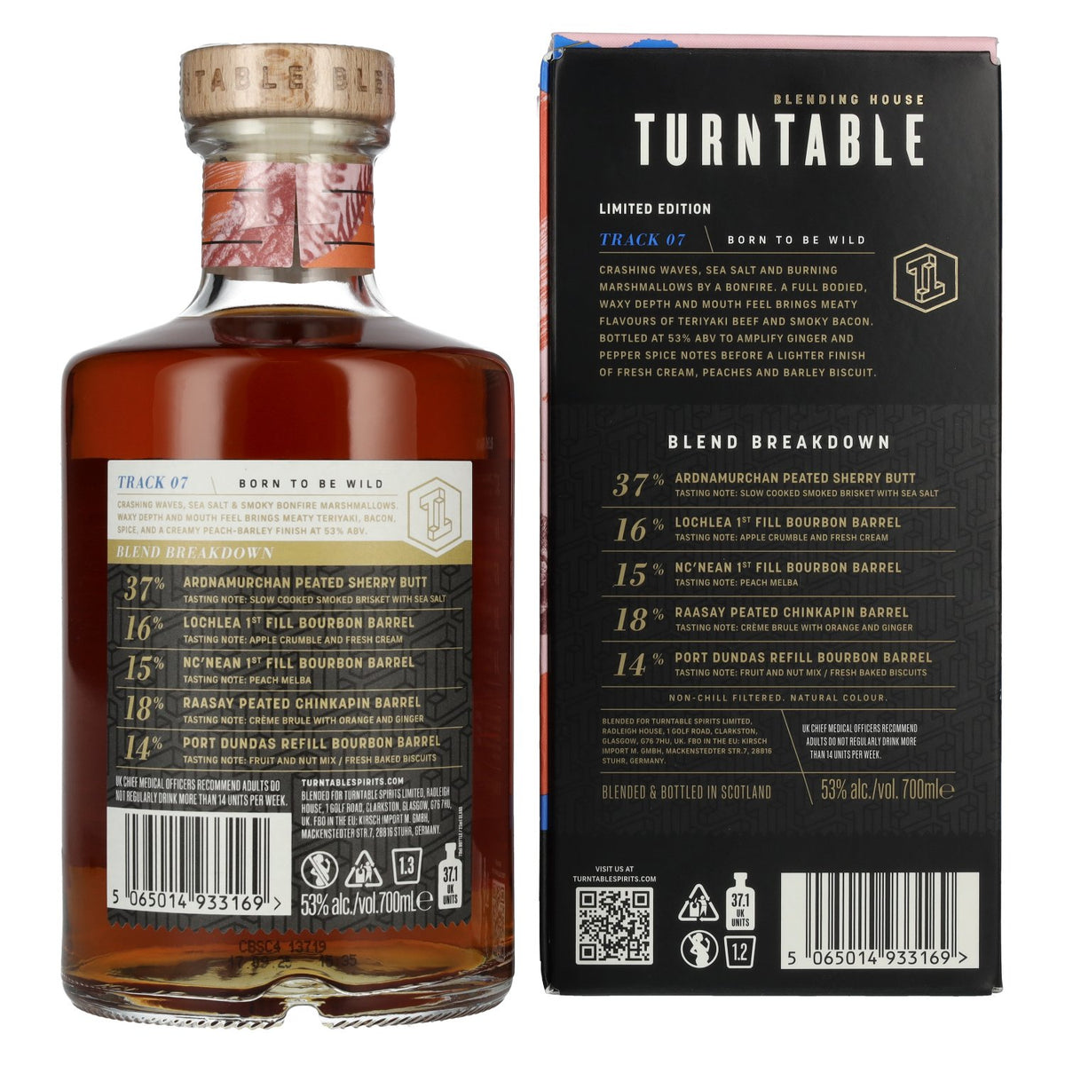 Turntable BORN TO BE WILD Blended Scotch Whisky Limited Edition Track 07 2025 53% Vol. 0,7l in Geschenkbox
