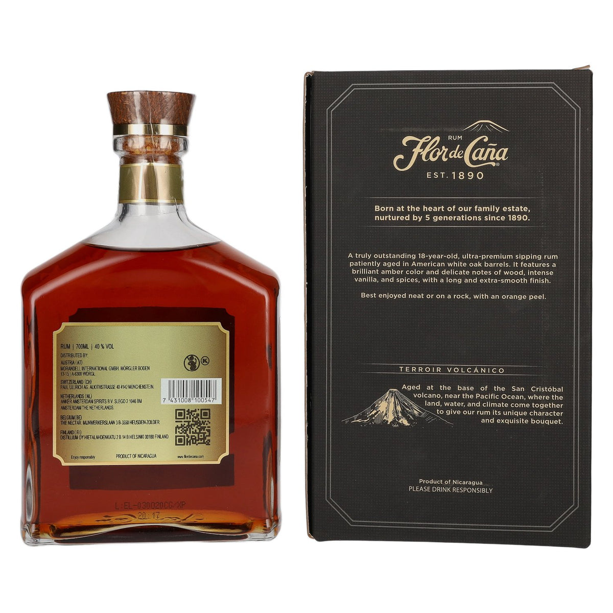 Flor de Caña 18 Years Old Family Legacy 40% ABV 0.7l in a gift box